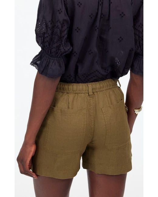Madewell Green Drawstring Linen Shorts