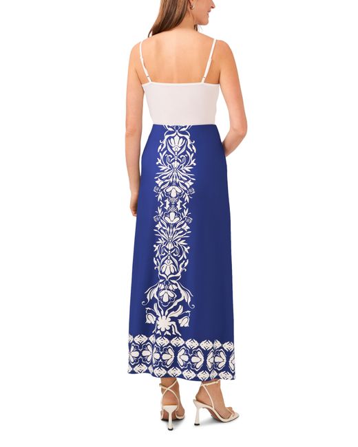 Halogen® Blue Printed Maxi Skirt