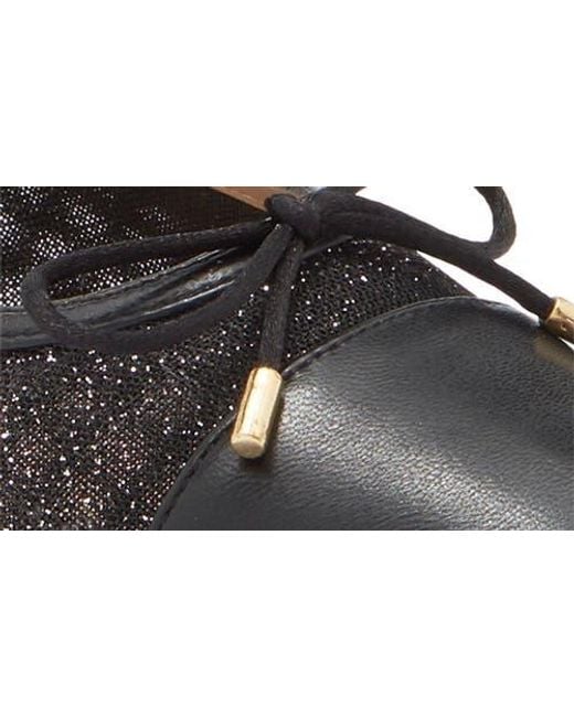 Stuart Weitzman Black Sleek Cap Toe Bow Flat