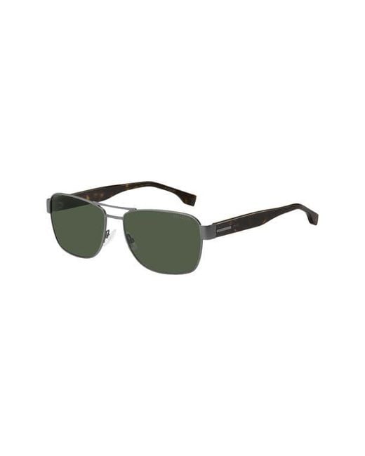 Boss Green 60Mm Polarized Rectangular Sunglasses for men