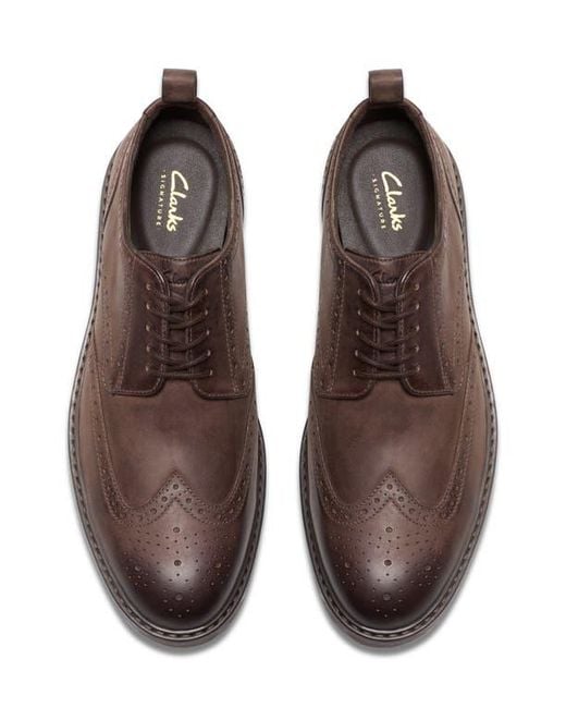 Clarks Brown Aldwin Limit Wingtip Derby for men