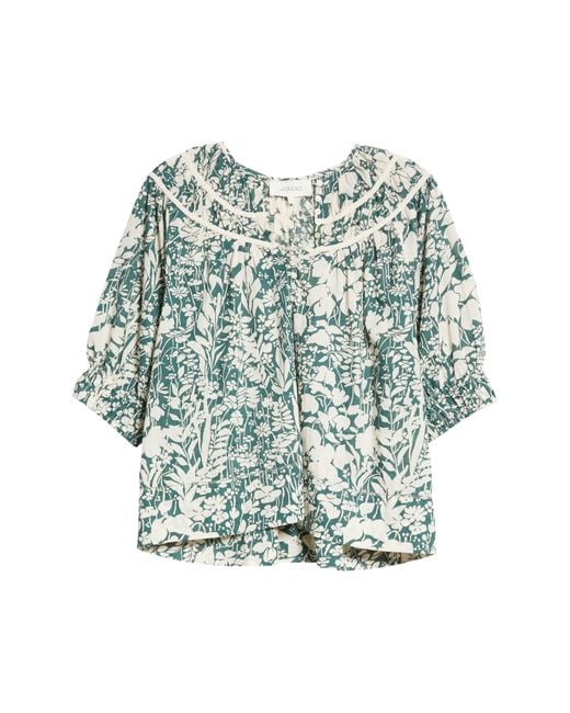 The Great Blue The Storyteller Floral Cotton Top In Palm Leaf Island Floral At Nordstrom Rack