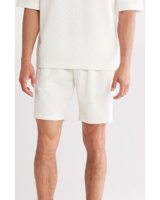 FLEECE FACTORY White Jacquard Shorts for men