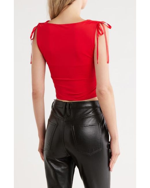 Vigoss Red Ruched Slinky Tie Top