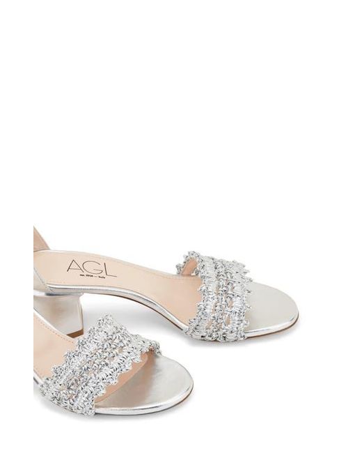 Agl Attilio Giusti Leombruni White Crochet Block Heel Sandal