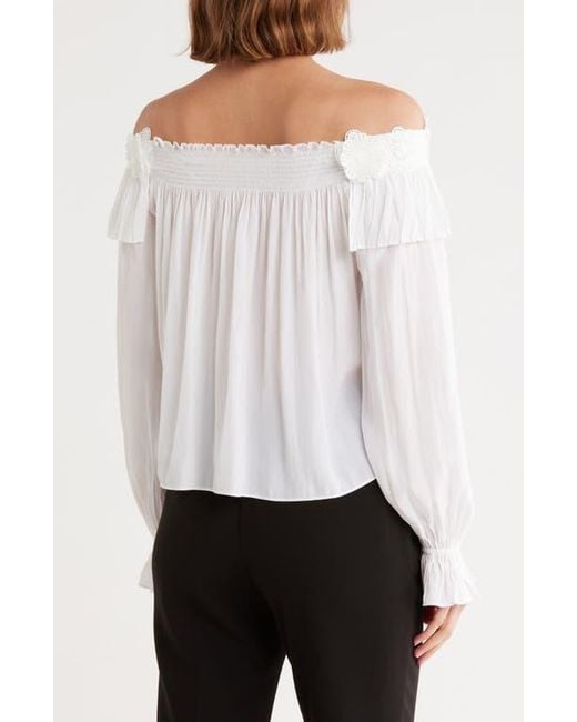 Ramy Brook White Fannie Off The Shoulder Top