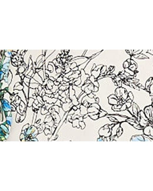 Maggy London Blue Floral Print Long Sleeve Dress