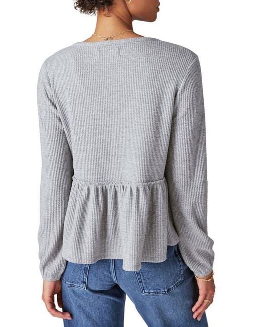 Lucky Brand Gray Cloud Waffle Texture Top