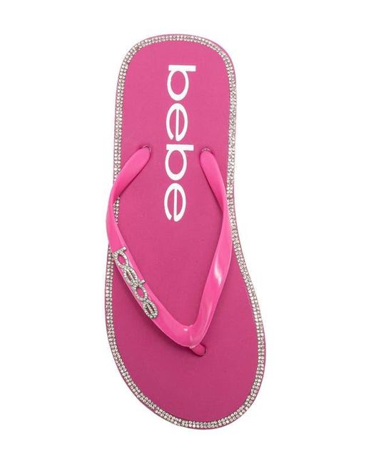 Bebe Pink Rhinestone Flip Flop
