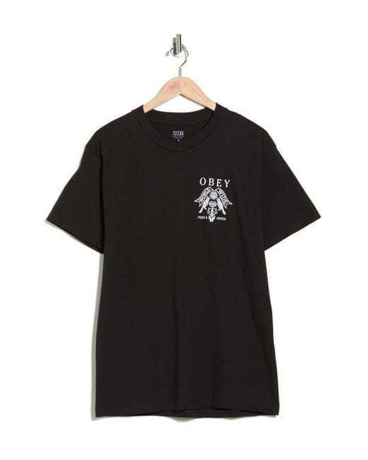 Obey Black Birds Of Justice Cotton Graphic T-Shirt for men