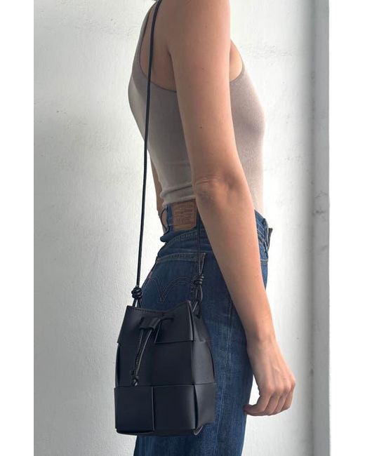 Adornia Black Patchwork Bucket Bag