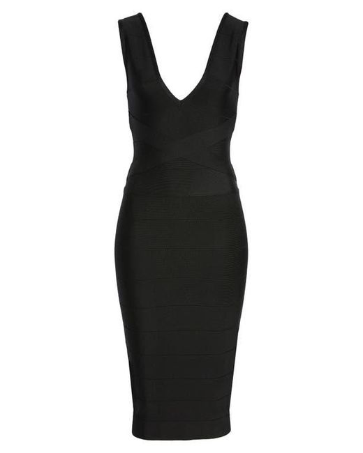 Bebe Women's Black V-Neck Bandage Midi Dress - www.rajagirimanappuram.com