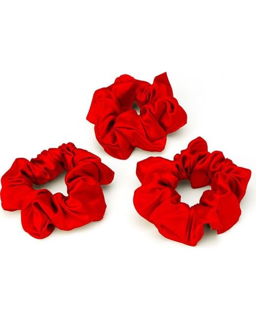 BLISSY Red 3-Pack Silk Scrunchies