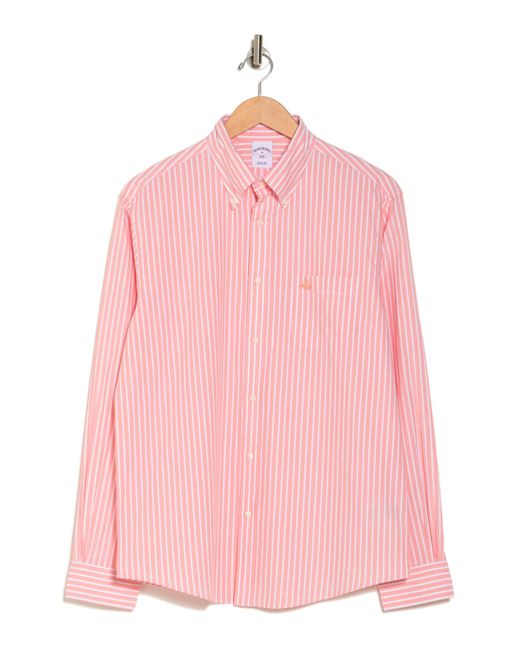 Brooks Brothers Pink Sport Fit Bengal Stripe Cotton Button-down Dress Shirt for men