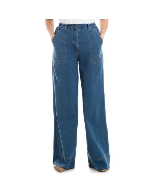 Max Studio Wide Leg Jeans in Blue Lyst