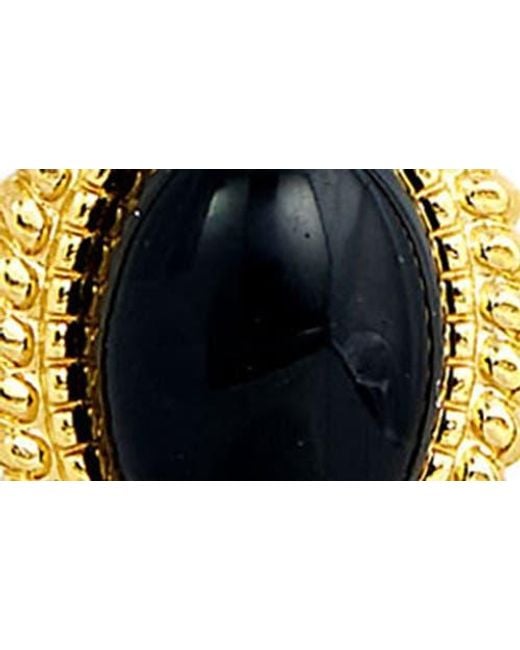 SAVVY CIE JEWELS Metallic Boxed Onyx Stud Earrings & Pendant Necklace Set