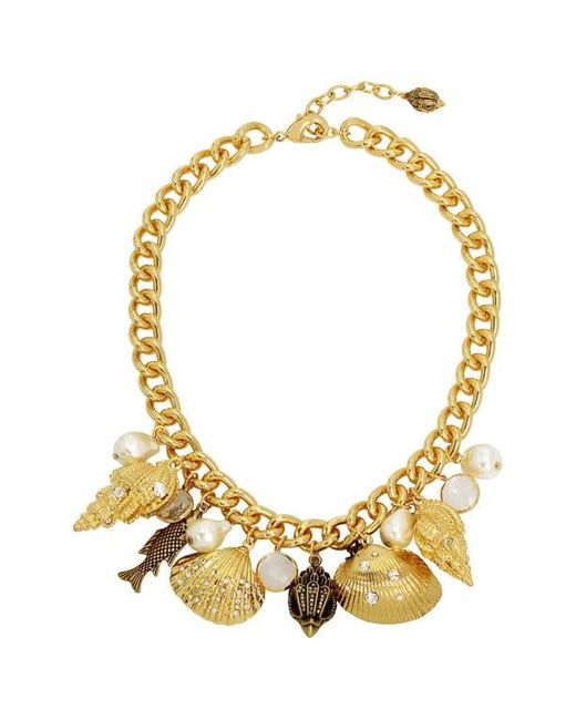 Kurt Geiger Metallic Faux Pearl & Shell Charm Necklace