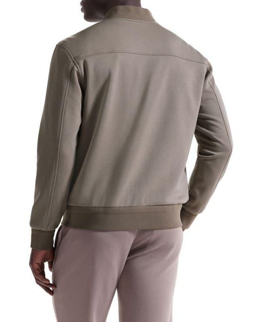 Bugatchi Brown Soft Touch Knit Reversible Bomber Jacket for men