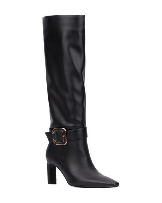 TORGEIS Black Faux Leather Tall Belt Boot