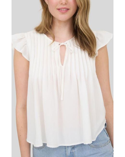 Blu Pepper White Pin Tuck Pleat Ruffle Top