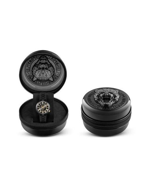 Philipp Plein Black Tiger Luxe Silicone Strap Watch, 36Mm for men