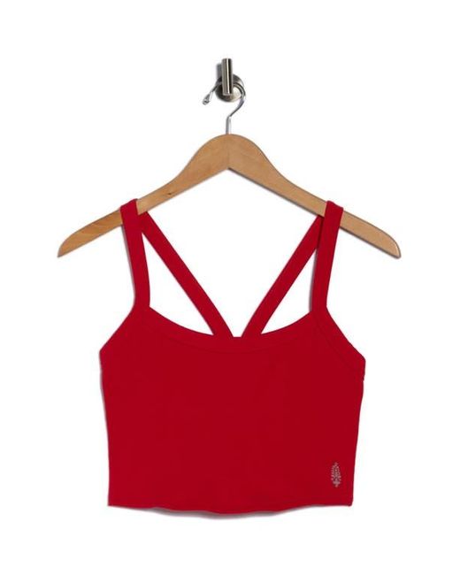 Free People Red Fp Movement All Clear Rib Crop Camisole