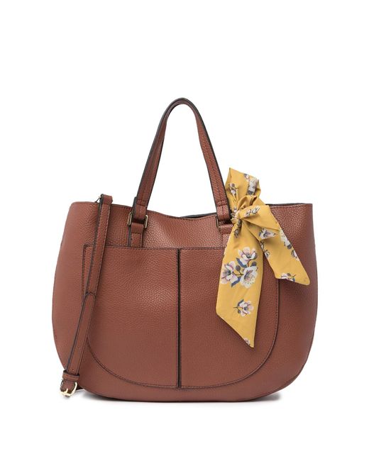 Steve Madden Brown Solid Satchel With Scarf