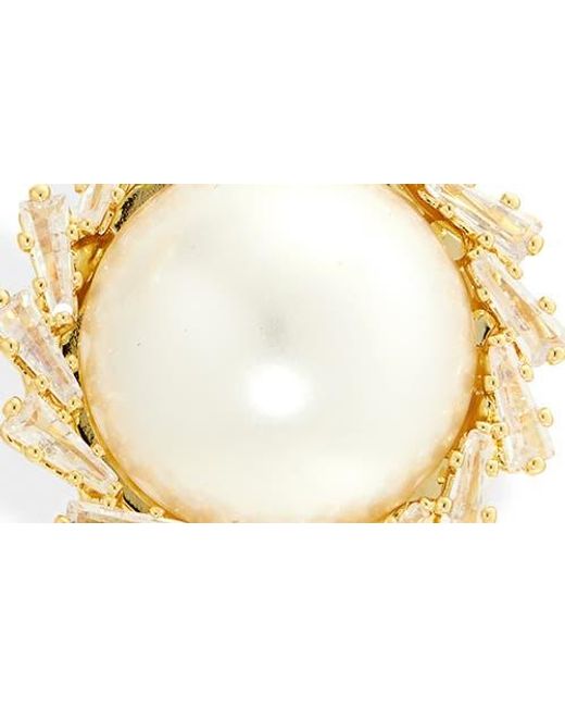 Tasha Metallic Faux Pearl & Cubic Zirconia Button Stud Earrings
