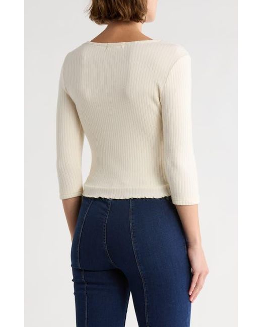Vigoss Blue Rosette Scoop Neck Knit Top