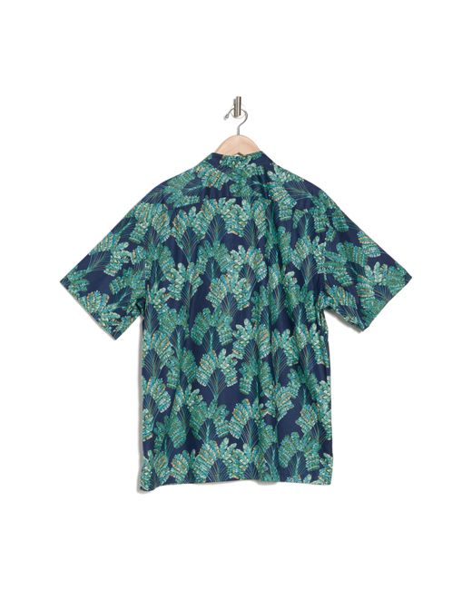 Tori Richard Blue Tied Together Tropical Print Short Sleeve Button-up Shirt for men