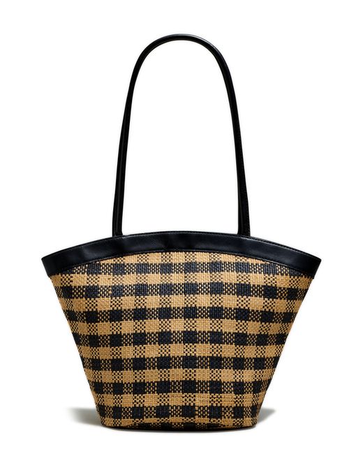 Madewell Black Market Check Woven Straw Basket Tote