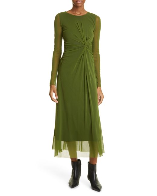 Fuzzi Green Abito Lungo Long Sleeve A-line Dress In Flora At Nordstrom Rack
