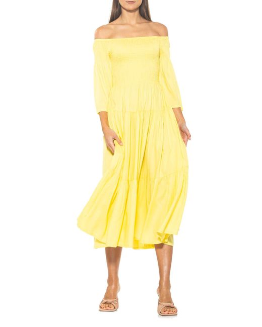 Alexia Admor Amabella Smocked Off-the-shoulder Maxi Dress In Yellow At Nordstrom Rack
