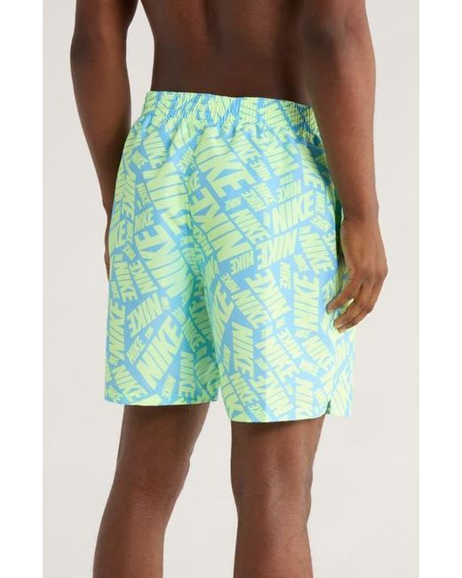 Nike Blue Seven-Inch Volley Swim Trunks for men