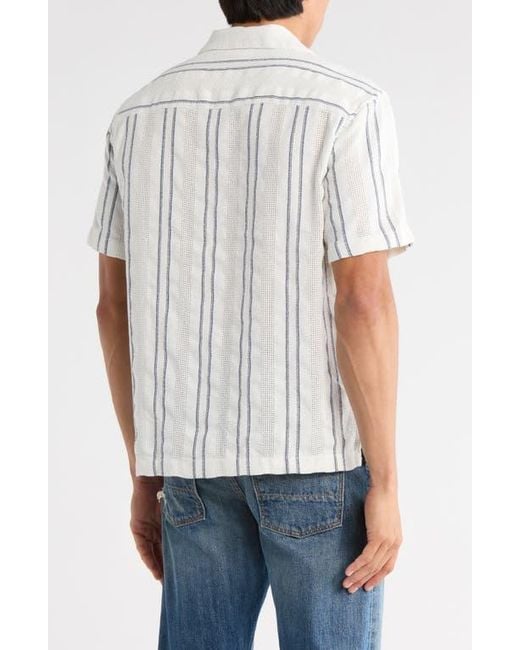 Cactus Man White Textured Short Sleeve Camp Shirt for men