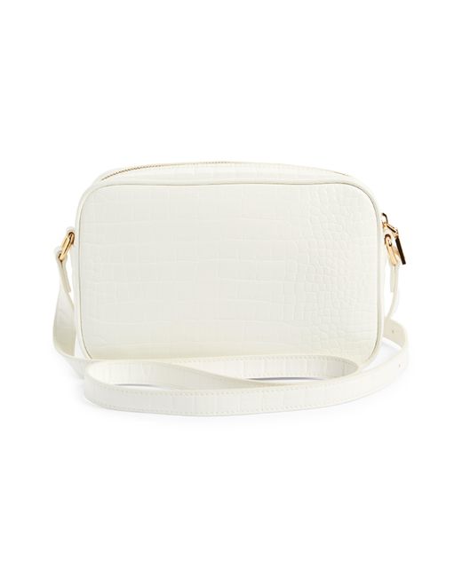 Love Moschino Natural Croc Embossed Faux Leather Crossbody Bag