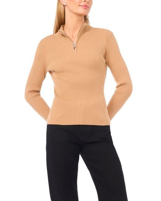 Halogen® Blue Rib Quarter Zip Sweater