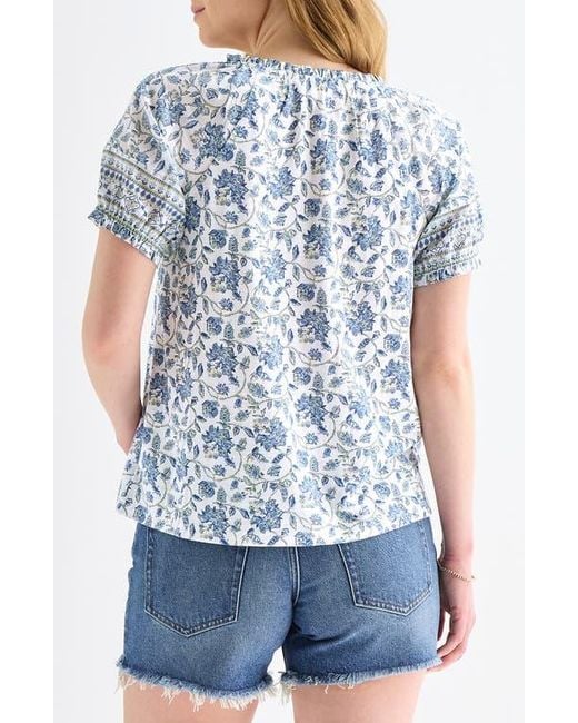 Lucky Brand Blue Split Neck Top