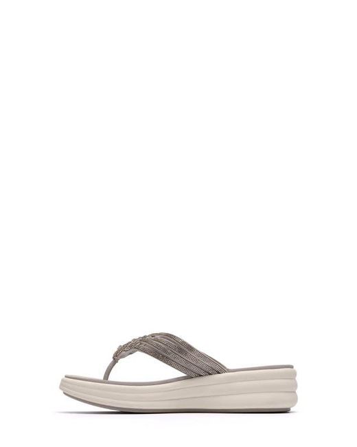 Clarks White Drift Gem Wedge Flip Flop