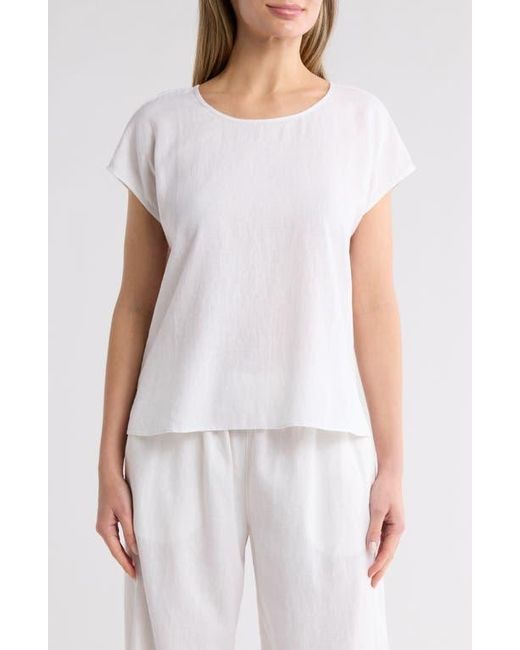 Caslon White Easy Linen Blend Popover Top