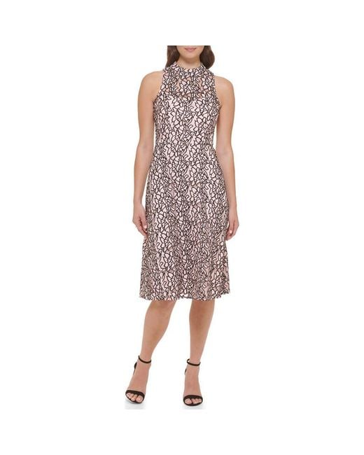 Kensie Two-Tone Lace Sleeveless Fit & Flare Dress | Lyst