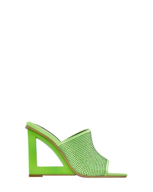 Lady Couture Green Rhinestone Wedge Slide Sandal