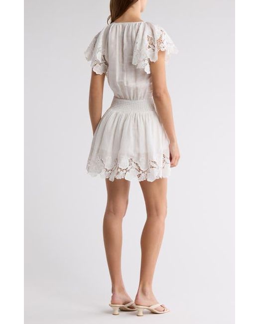 Ramy Brook White Ryan Lace Trim Linen Minidress
