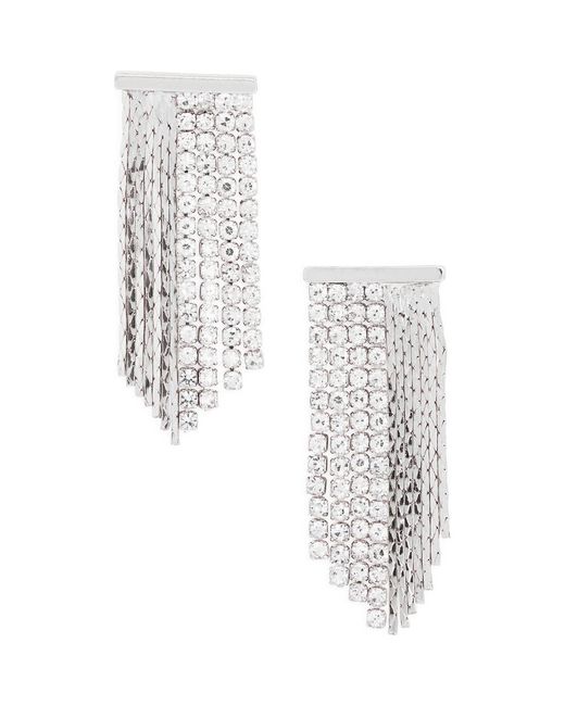 Nordstrom Rack White Crystal Chain Fringe Drop Earrings