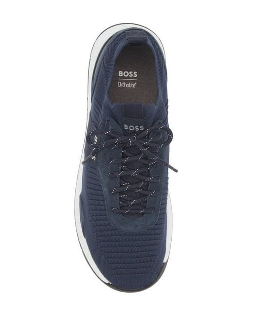 Boss Blue Titanium Runn Knit Sneaker for men