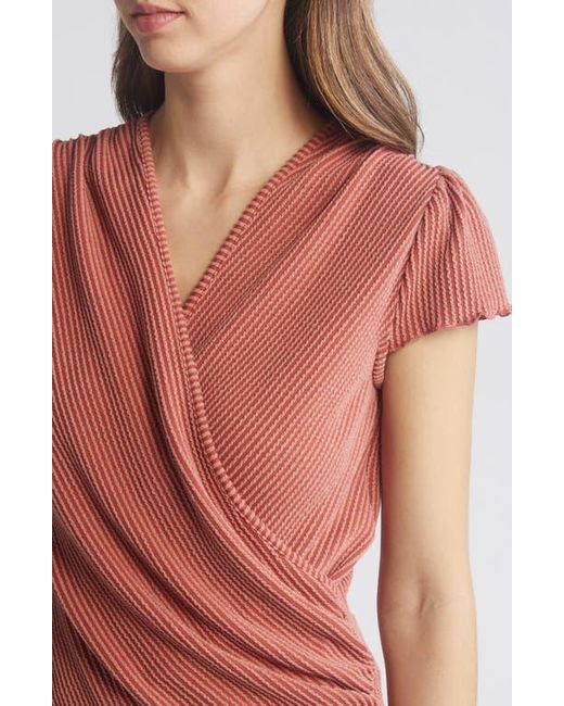 Loveappella Red Texture Wrap Front Top