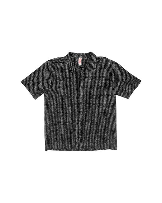 FLEECE FACTORY Black Honeycomb Short Sleeve Button-up Shirt for men
