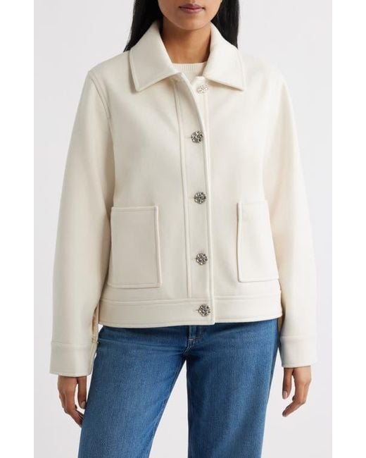 Cece Natural Jewel Button Flannel Jacket