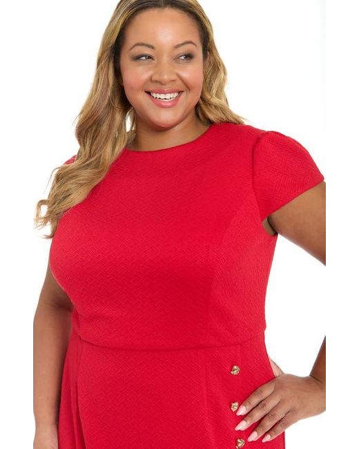 London Times Red Diamond Stitch Sheath Dress