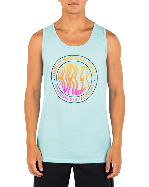 Hurley Blue Cotton Graphic Tank for men